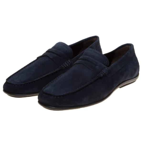 John White Rogues Monaco Navy Suede Driving Shoes | Menswear Online