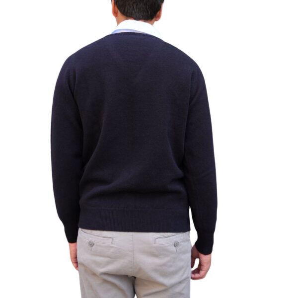 Dark Navy V Neck Jumper back