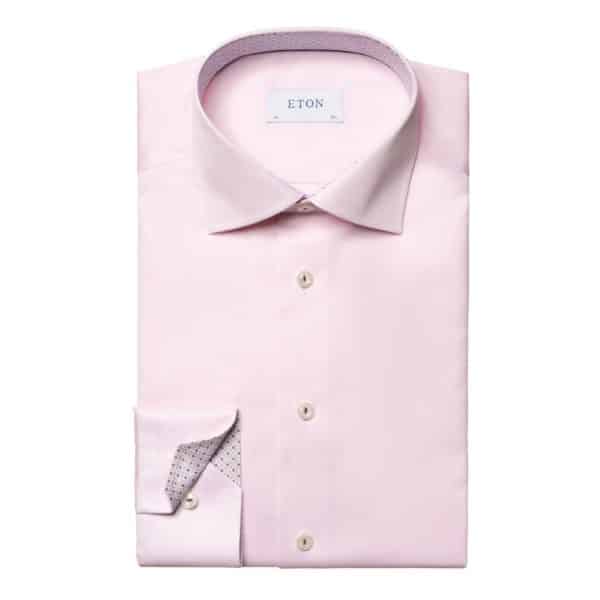 Eton Signature Twill Slim Fit Geometric Tiles Print Pink Shirt