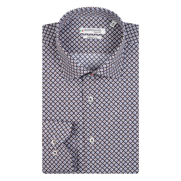 Giordano Maggiore Trellis Links Print Semi Cutaway Navy Shirt ...