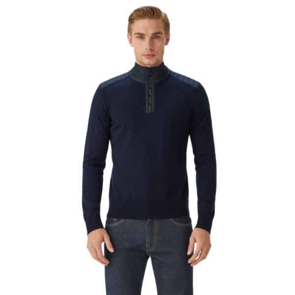 Belstaff Kilmington Washed Navy Quarter Zip Jumper 2