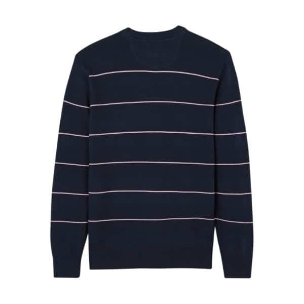 Eden Park Decorative Stripes Crew Neck Navy Jumper 2