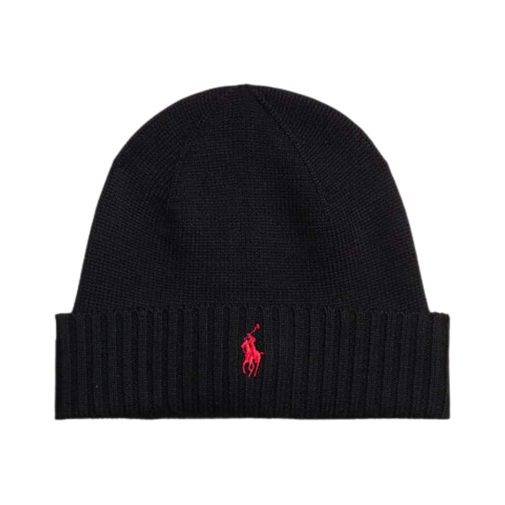 POLO RALPH LAUREN SIGNATURE PONY WOOL BLACK BEANIE