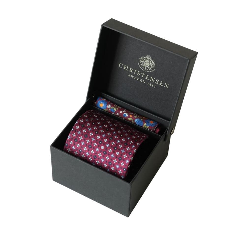 AMANDA CHRISTENSEN FLOWER TWILL RED TIE BOX SET