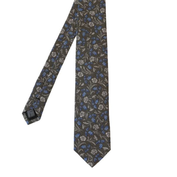 Amanda Christensen Classic Flower Bloom Silk Twill Forest Green Tie 1