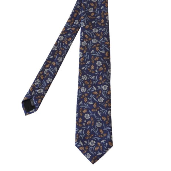 Amanda Christensen Classic Flower Bloom Silk Twill Navy Tie 1