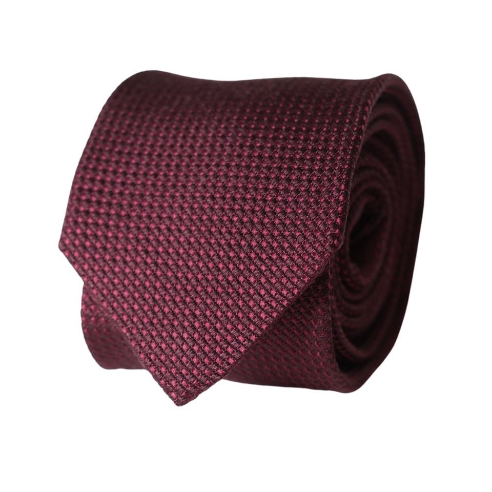 Amanda Christensen Classic Rustic Jacquard Silk Burgundy Tie