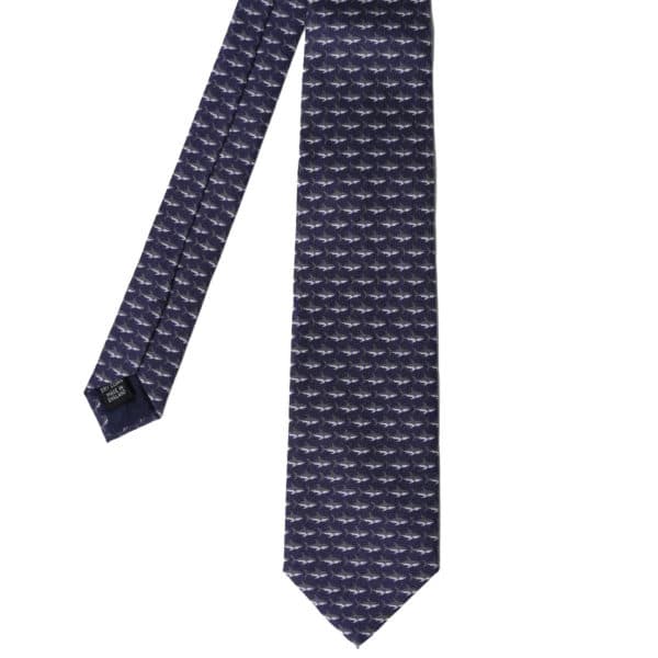 WARWICKS PURE SILK SHARK NAVY TIE