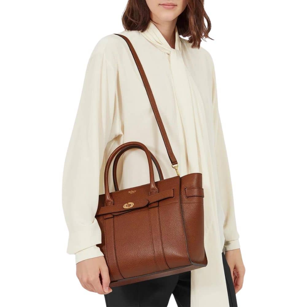 MULBERRY SMALL ZIPPED BAYSWATER SMALL CLASSIC GRAIN OAK BAG