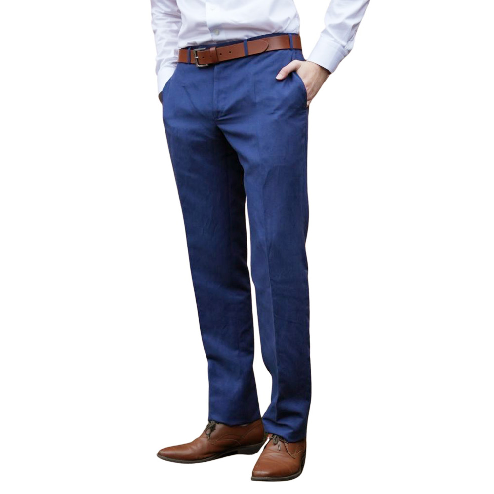 Canali Exclusive Silk Linen Royal Blue Trousers