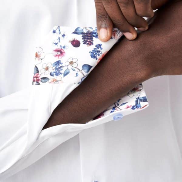 Eton Signature Twill Slim Fit White Floral Contrast Details White Shirt 5