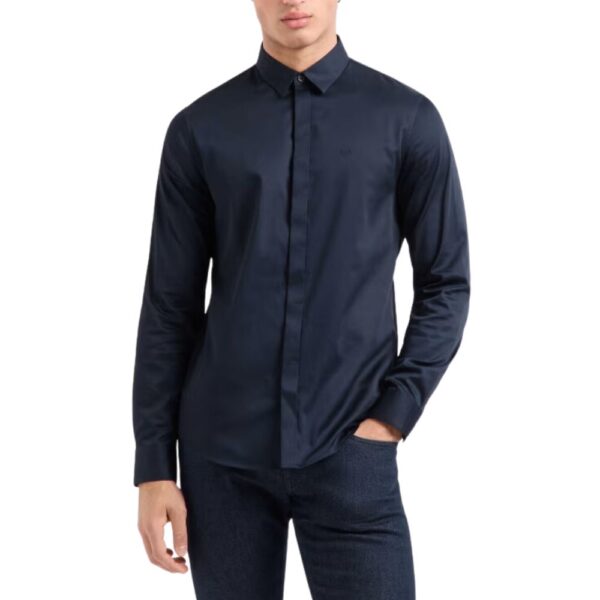 Armani Exchange Concealed Button Front Navy Shirt 1