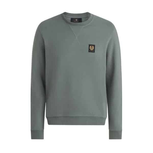 Belstaff Cotton Fleece Mineral Green Crew Neck Sweatshirt