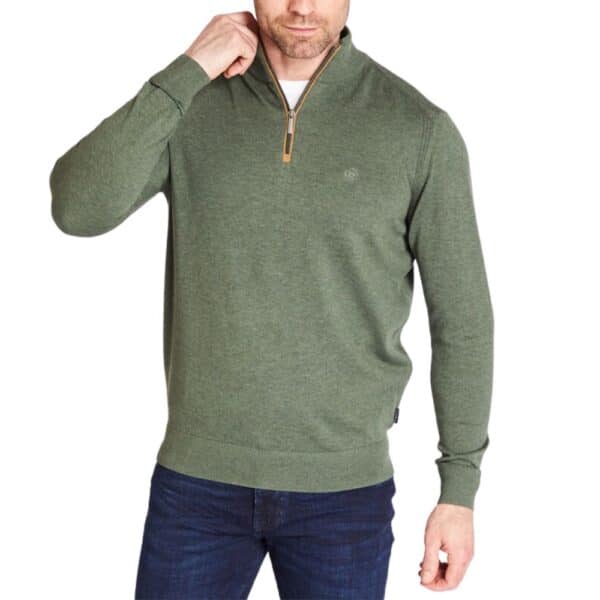 Bugatti Pure Cotton Green Half Zip Jumper Menswearonline 1