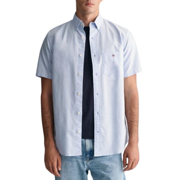 GANT Regular Fit Blue Short Sleeve Oxford Shirt