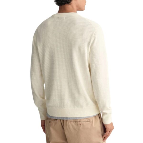 GANT Textured Cotton Cream Crew Neck Sweater 2