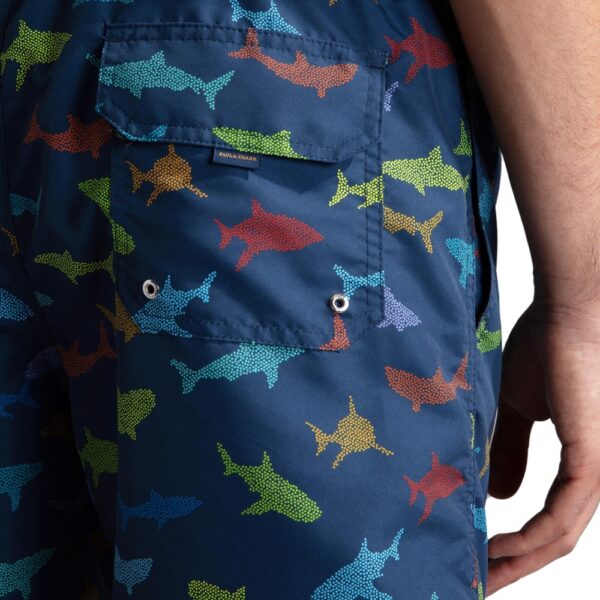 Paul Shark All Over Multi Shark Print Navy Swim Shorts 3