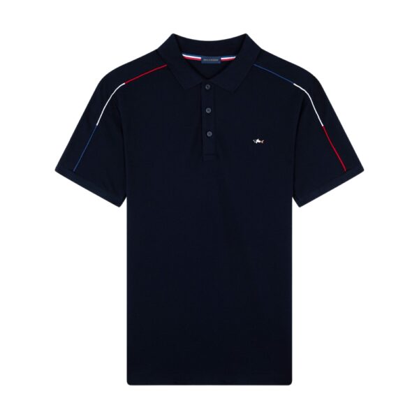 Paul Shark Stripped Cotton Pique Navy Polo