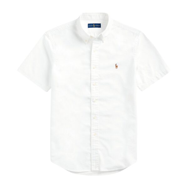 Polo Ralph Lauren Slim Fit Oxford Button Down Short Sleeve White Shirt