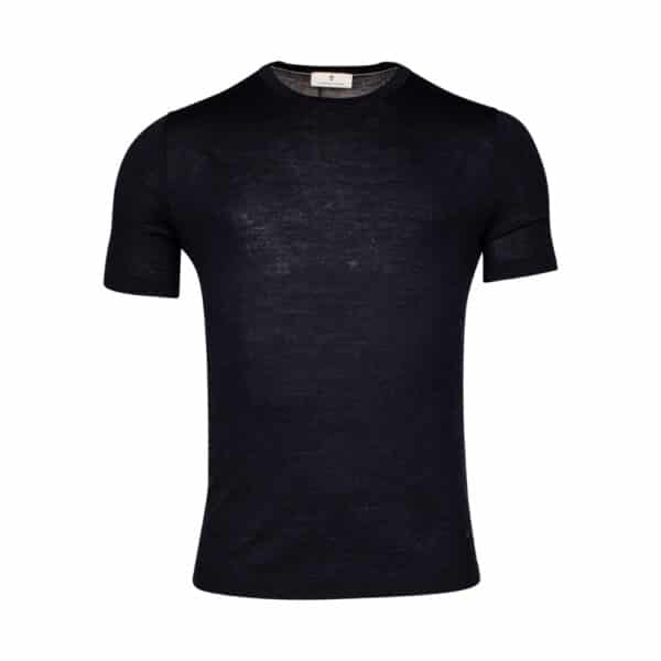 Thomas Maine Merino Wool Navy T Shirt