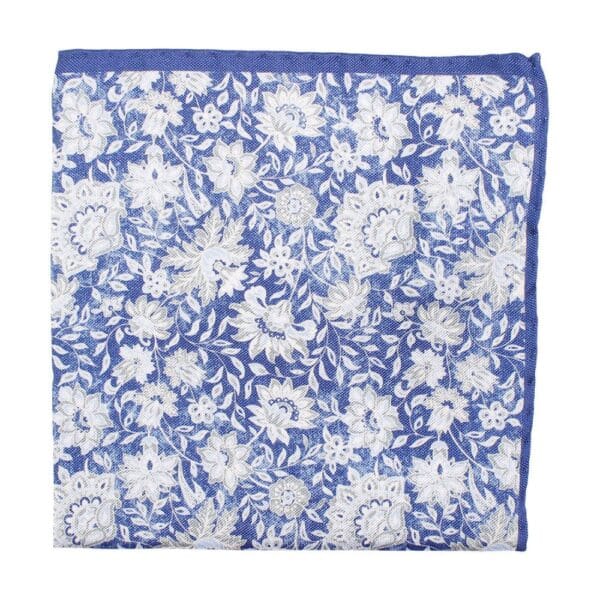 AMANDA CHRISTENSEN LIGHT BLUE POCKET SQUARE WITH PAISLEY FLOWER PRINT 1