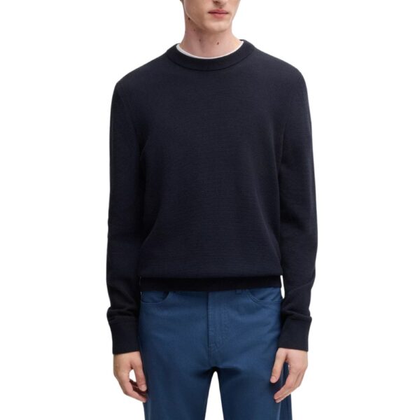 BOSS Ecaio Knitted Navy Long Sleeve Sweater