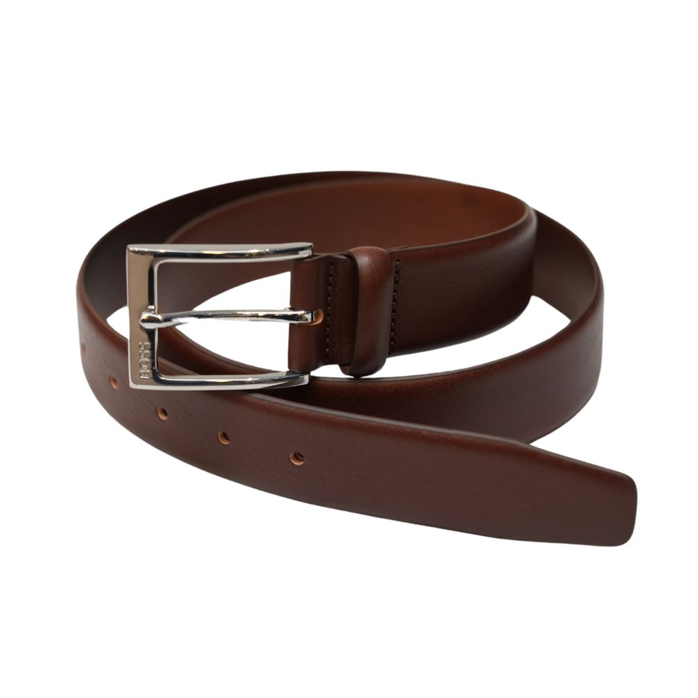 BOSS Evan Leather Belt With Silver Tone Pin Buckle