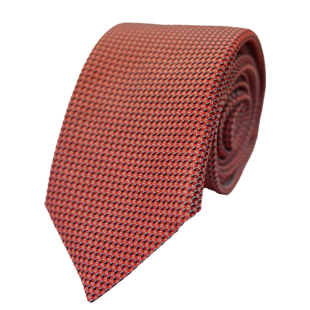 BOSS Red Silk Tie With Jacquard Woven Micro Pattern