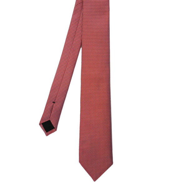 BOSS Red Silk Tie With Jacquard Woven Micro Pattern 2