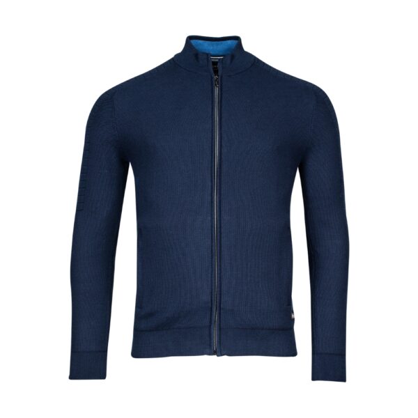 Baileys Waffle Navy Blue Full Zip Cardigan