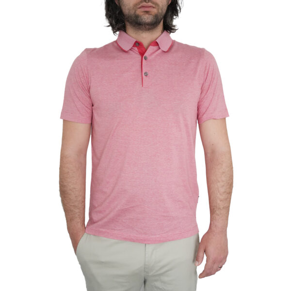 Bugatti Mercerised Subtle Striped Red Polo Shirt 2