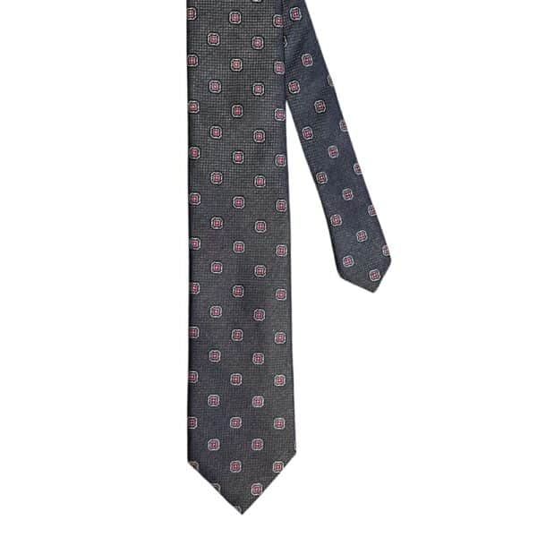 CANALI Geometric Red Flower Navy Tie 2