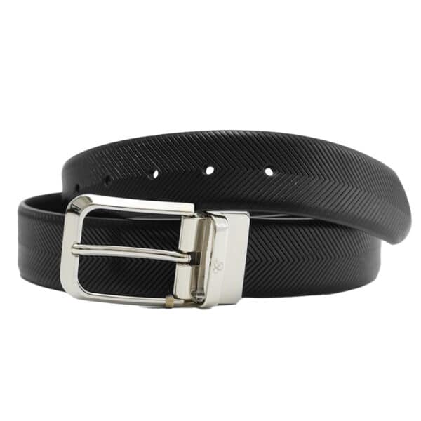 Canali Black Belt with fishtail pattern