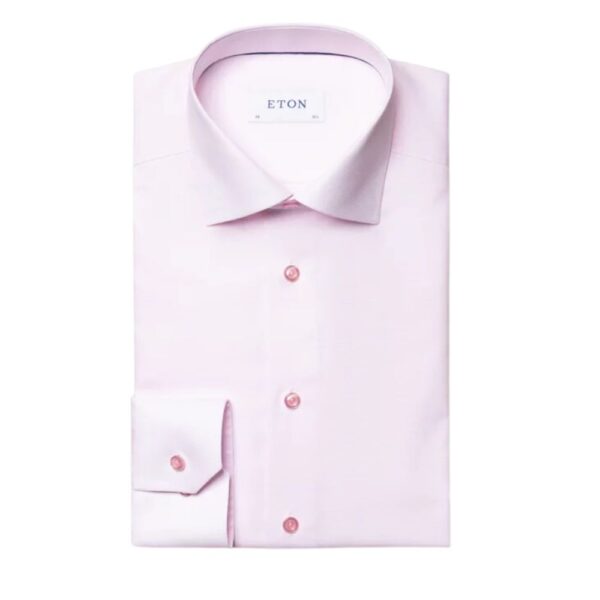 Eton Super Fine Ribbed Contemporary Fit Pink Shirt