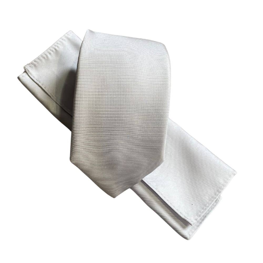 Warwicks Solid Silver Tie And Pocket Square Set Menswearonline