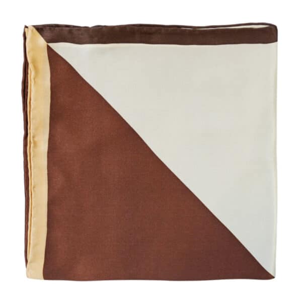 Warwicks silk brown and yellow pocket square