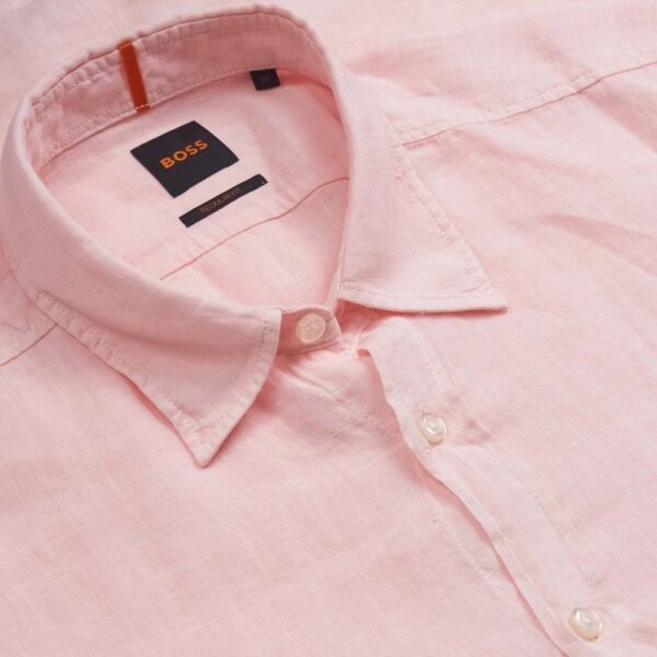 BOSS Regular Fit Relegant Pink Linen Shirt 2