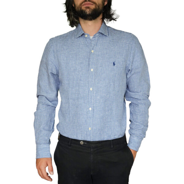 POLO RALPH LAUREN Long Sleeve Blue And White Check Shirt