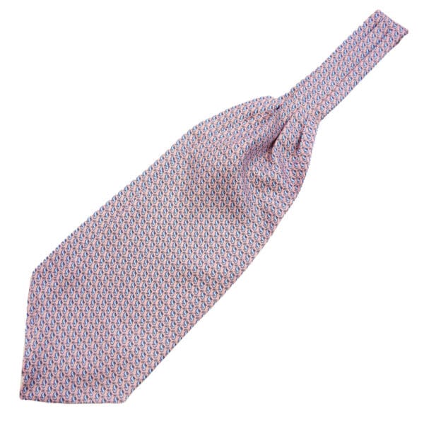 Warwicks Pink Cravat with Blue Seahorse Pattern