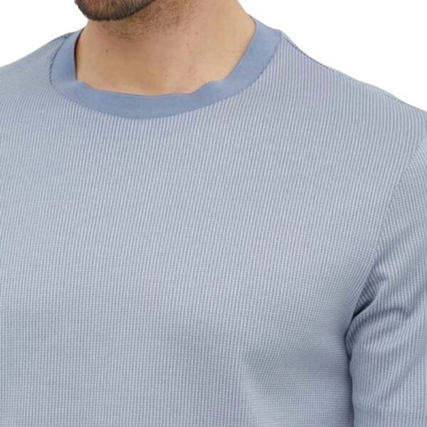 BOSS Open Blue Textured T shirt in Mercerised Cotton 2