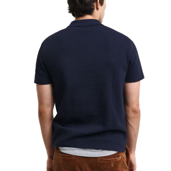 GANT Blue Textured Polo Shirt 2