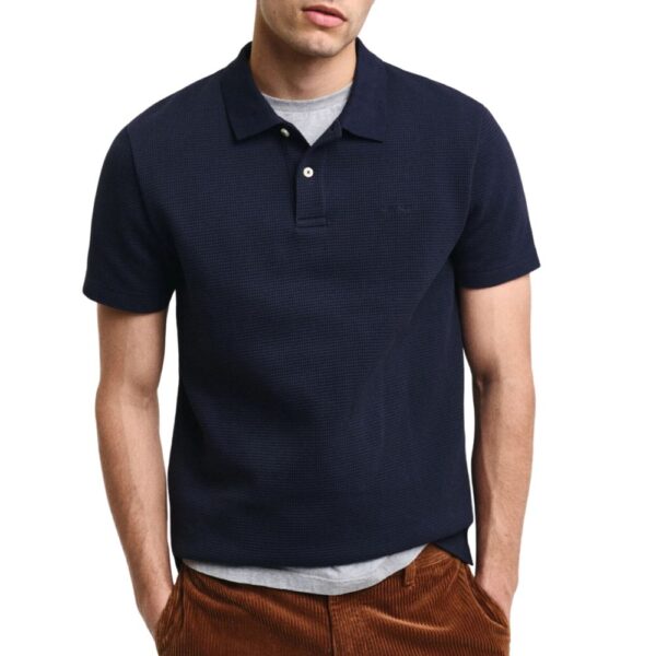 GANT Blue Textured Polo Shirt