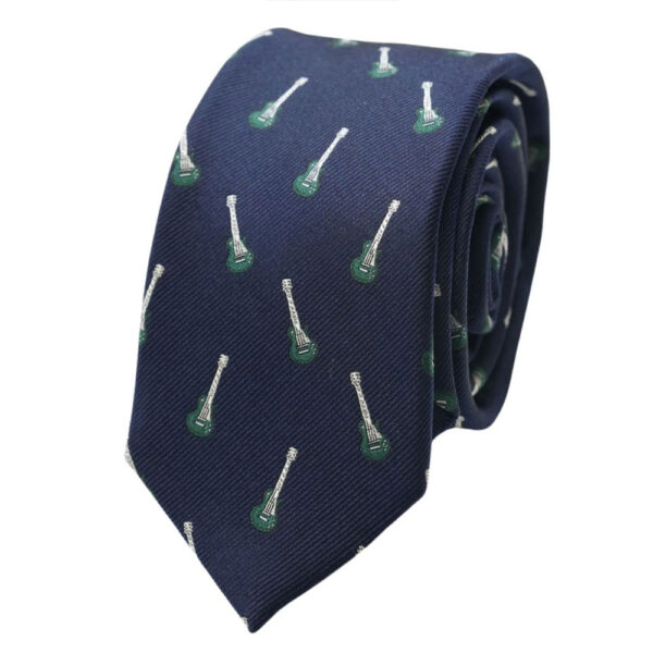 Warwicks Navy Tie with Guitar Pattern 2