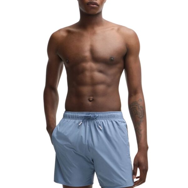 BOSS Light Blue Swim Shorts With Stripe Detail