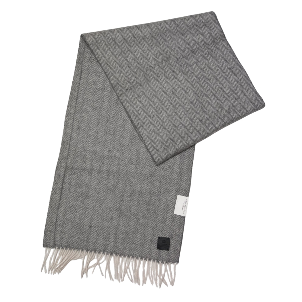 Amanda Christensen Herringbone Wool Grey Scarf