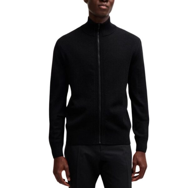 BOSS Avac Black Full Zip Knitted Jumper