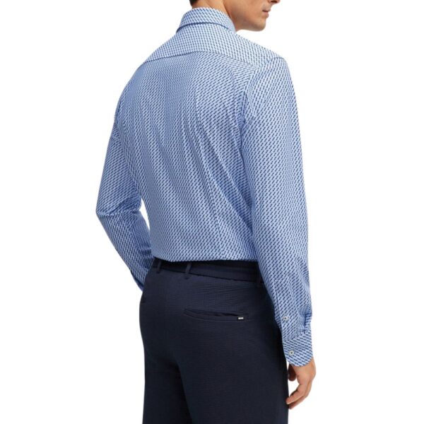 BOSS Hank Slim Fit Pastel Blue Shirt In Printed Performance Stretch Material 2