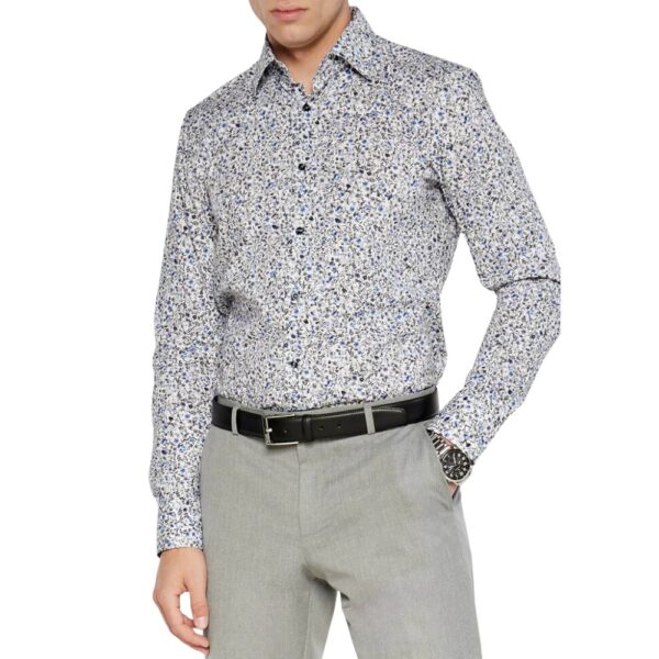 BOSS Light Pastel Blue Slim Fit Shirt in Floral Pattern in Stretch Cotton 2