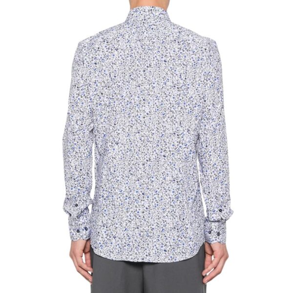 BOSS Light Pastel Blue Slim Fit Shirt in Floral Pattern in Stretch Cotton