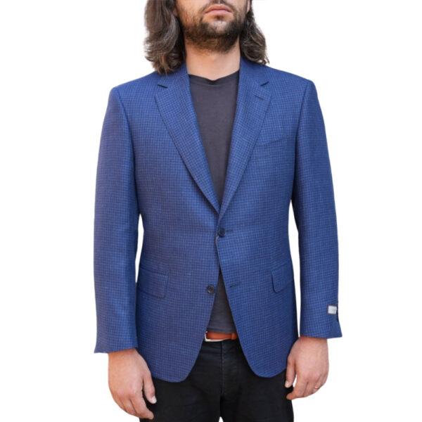 Canali small check Blue Jacket front